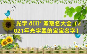 光字 🌲 辈取名大全（2021年光字辈的宝宝名字）